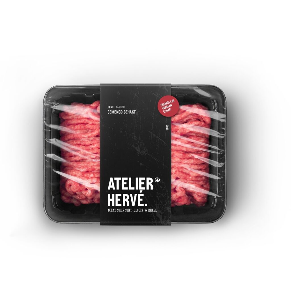 Vleesverpakking in huisstijl Atelier Hervé